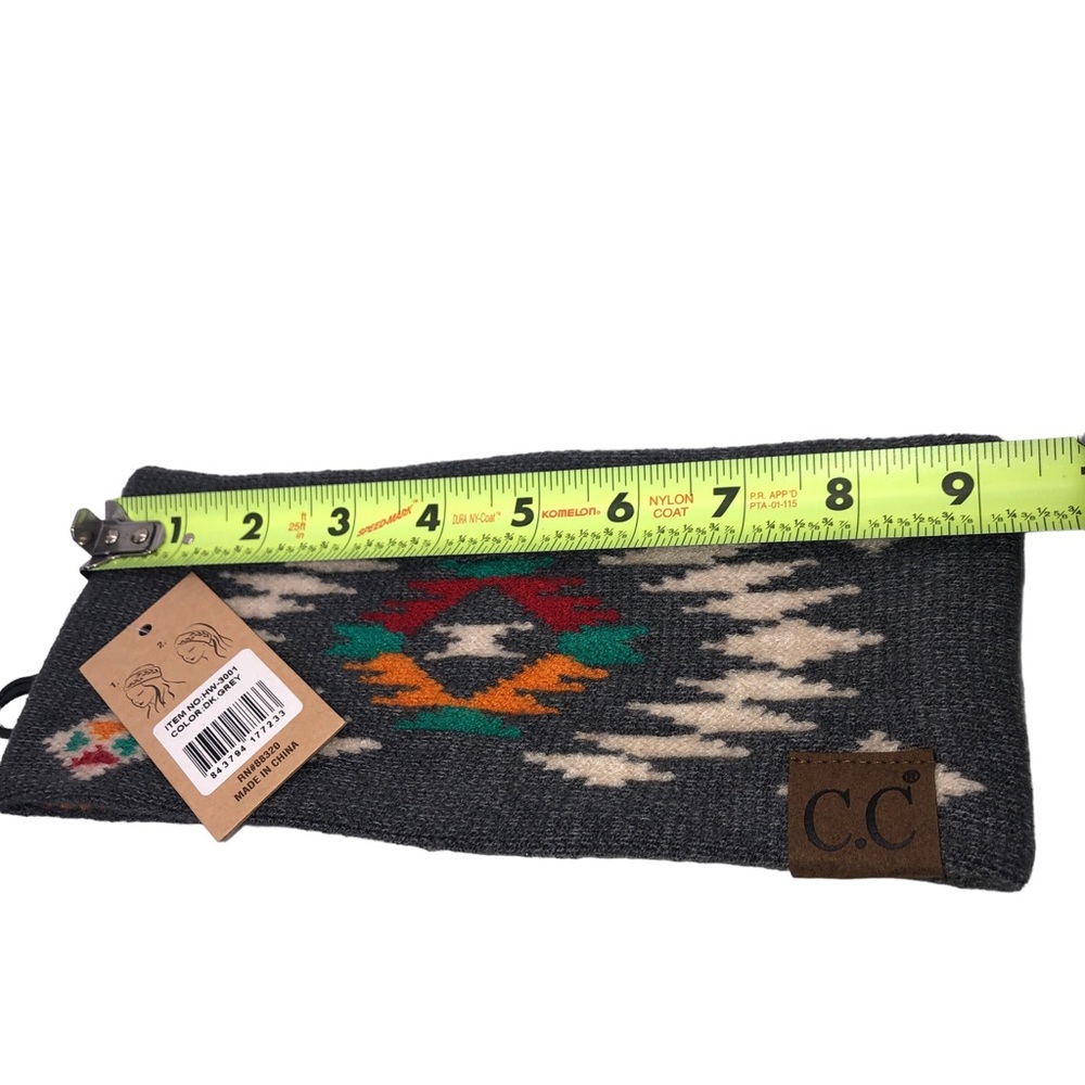 C.C Aztec Print Winter DARK Grey Headbands HeadWrap - Picture 13 of 15